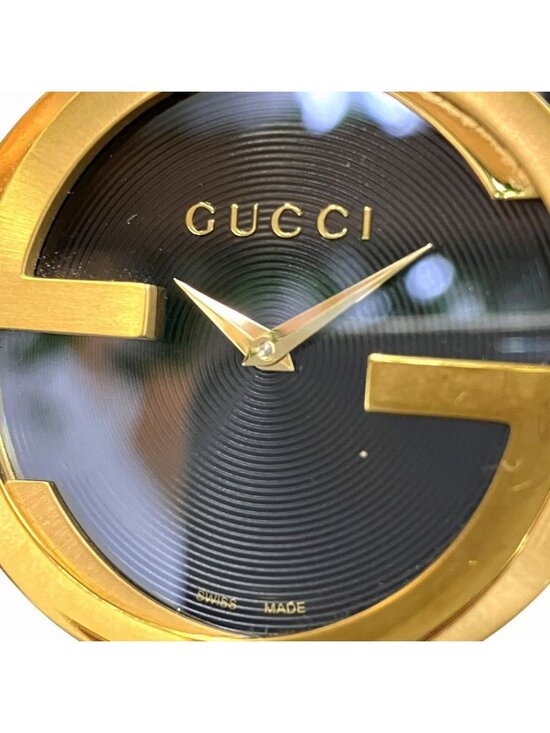 Gucci Interlocking Watch SS Leather Quartz Black Dial 133.3 main image 5